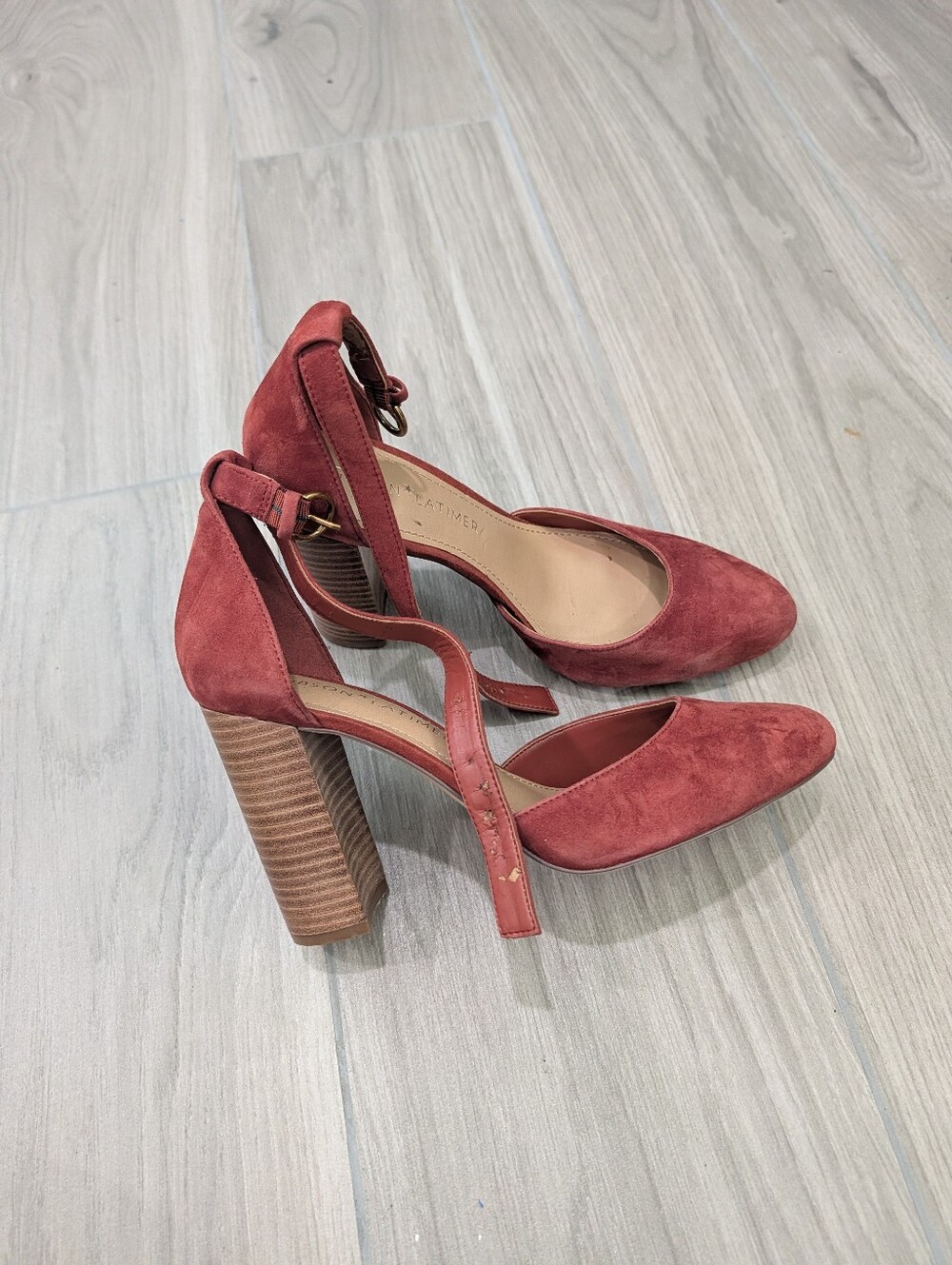 Gibson Latimer Rusty Red Suede Block Heels Size 9 - Picture 2 of 7